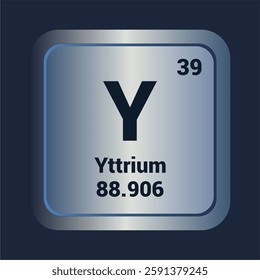 Ytrium Y icon. Number seventy two. Mass 88.906 detail. Vector