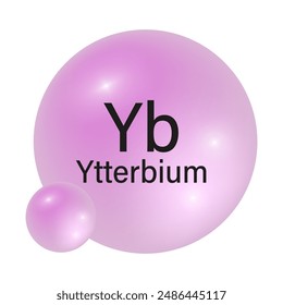 Ytterbium element icon. Pink gradient sphere. Atomic symbol Yb. Vector illustration.
