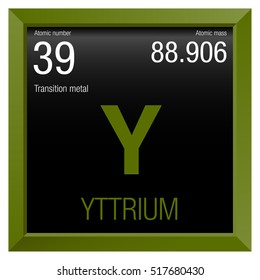 Yttrium symbol. Element number 39 of the Periodic Table of the Elements - Chemistry - Green frame with black background