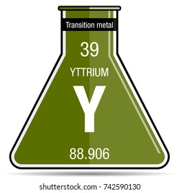 Yttrium symbol on chemical flask. Element number 39 of the Periodic Table of the Elements - Chemistry
