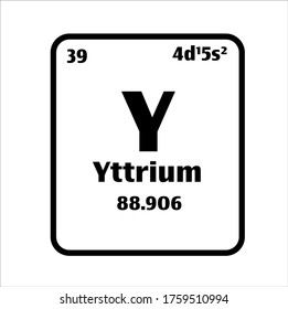 Yttrium (Y) button on black and white background on the periodic table of elements with atomic number or a chemistry science concept or experiment.	