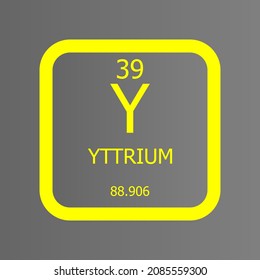 Yttrium Y Chemical Element vector illustration diagram, with atomic number and mass. Simple flat dark gradient design for education, lab, science class.