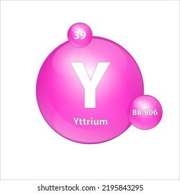 Yttrium (Y) icon structure chemical element round shape circle Pink. 3D Illustration vector. Chemical element of periodic table Sign with atomic number. Study in science for education. 