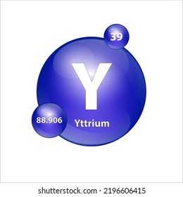 Yttrium (Y) icon structure  chemical element round shape circle blue dark. 3D Illustration vector. Chemical element of periodic table Sign with atomic number. Study in science for education. 