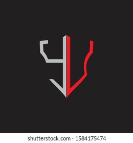 YU Abstract logo monogram with shield elements isolated on black background
