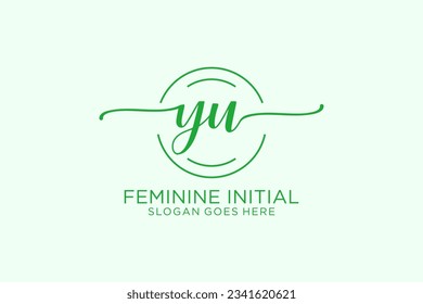 YU beauty monogram and elegant logo design handwriting logo of initial signature, wedding, fashion, floral and botanical with creative template.