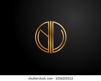 YU circle Shape Letter logo Design in gold color
