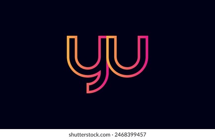 YU Creative And Modern YU Logo. Initial Letter YU Logo Design on Black Background.