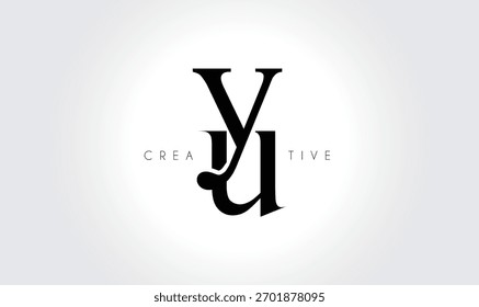 YU  Elegant Serif Monogram Logo – Luxury Lowercase Typographic Lettermark for Modern Branding