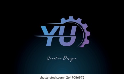 YU Gear Fusion Logo – Industrial Tech-Inspired Letter mark Futuristic Industrial Letter Mark Design for Technology and Engineering Brands.
