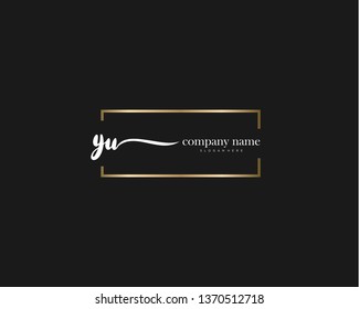 YU handwriting initial  logo vector