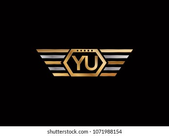 YU initial box letter design