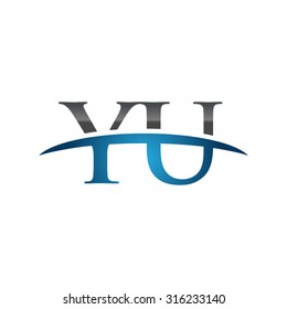 YU initial company blue swoosh logo