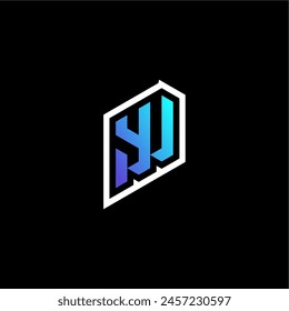 YU initial gradient blue gaming concept ideas for esport team, twitch and streamer