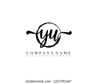 YU initial handwriting logo circle template vector