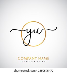 YU Initial Handwriting logo template vector