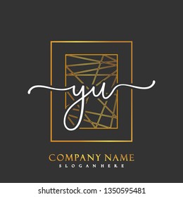 YU Initial Handwriting logo template vector
