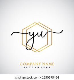 YU Initial Handwriting logo template vector