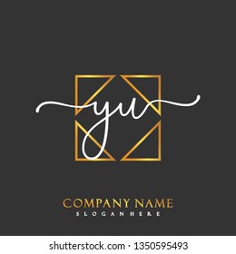 YU Initial Handwriting logo template vector