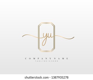 YU initial handwriting logo template vector