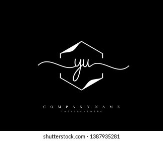 YU initial handwriting logo template vector