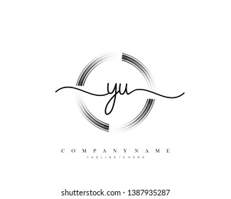 YU initial handwriting logo template vector