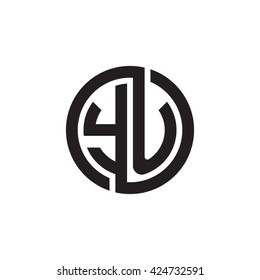 YU initial letters looping linked circle monogram logo