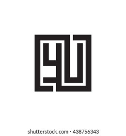 YU initial letters looping linked square monogram logo