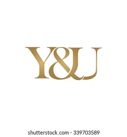 Y&U Initial logo. Ampersand monogram golden logo