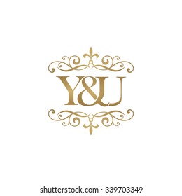 Y&U Initial logo. Ornament ampersand monogram golden logo