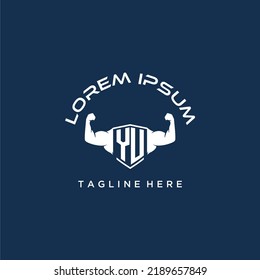 YU initial monogram for fitnes or gym logo with creative style design