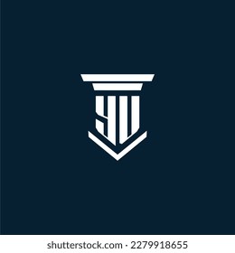 Jurista del logotipo del monograma inicial de YU con diseño de hitos