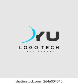 YU monograma inicial para design de logotipo de tecnologia