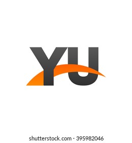 YU initial overlapping swoosh letter logo black orange