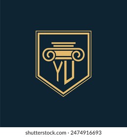 YU Initials Anwaltskanzlei Logo Anwaltslogo mit kreativem Rechtselement