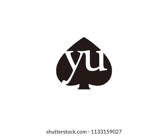 The yu initials logo inside the black shovel