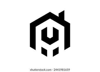 YU initials logo simple vector template black color
