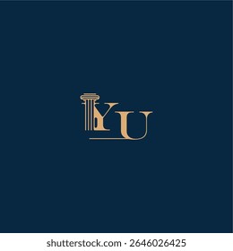 YU conceito de letra de elegante logotipo de lei classy design advogado com monograma e pilar
