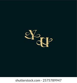 YU letter elegant and curvy style monogram wedding logo initial bold concept design