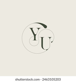 YU letter elegant line concept feminine wedding style beautifull monogram initial