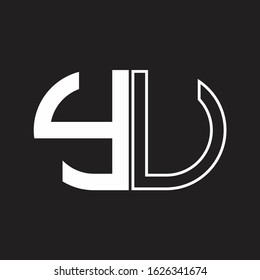 YU Letter logo monogram with oval shape negative space design template