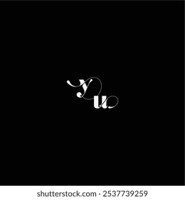 YU letter monogram style and elegant concept organic hairline logo wedding typography initial