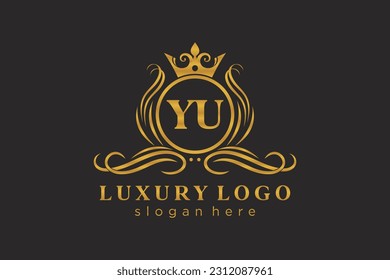 YU Letter Royal Luxury Logo template in vector art for Restaurant, Royalty, Boutique, Cafe, Hotel, Heraldic, Jewelry, Fashion and other vector illustration.