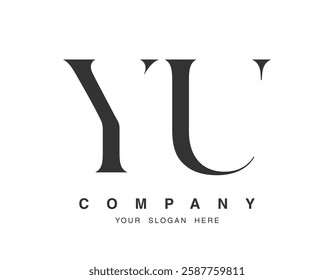 YU logo design. Initial letter y and u serif font style. Creative classic company name typography. Trendy logotype or identity. Vector illustration.