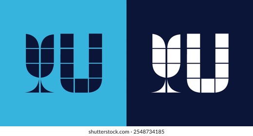 YU logo design with tile shape. Minimalist and modern vector illustration design suitable for business or brand