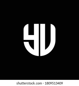 yu logo monogram with circular shape shield design template