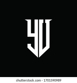 YU logo monogram with emblem shield style design template