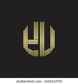 YU Logo monogram outline style linked isolated with gold colors