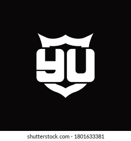 YU Logo monogram with shield around crown shape design template