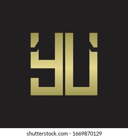 YU Logo with squere shape design template with gold colors